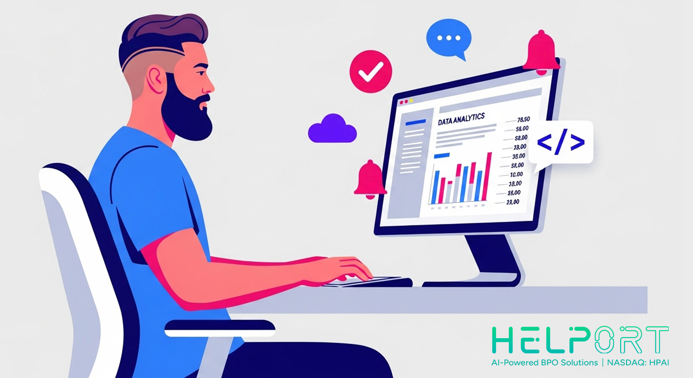 News & Insights Customer support agents working in a modern cloud contact center, wearing headsets and providing assistance