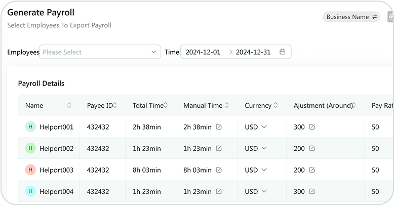 Outsourced Phone Answering Services: How Helport Transforms Every Call into ROI Sobot Payroll Demo UI